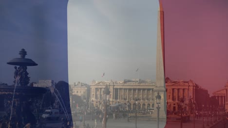 animación de la bandera de francia sobre la plaza de la concordia