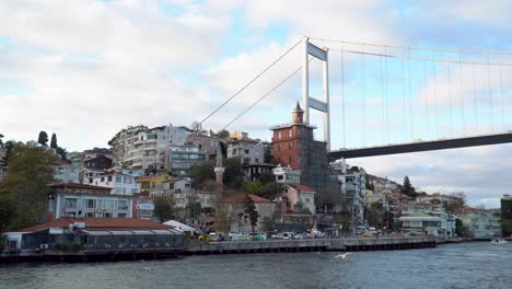 istanbul city view from boat with impressive second bosphorus bridge