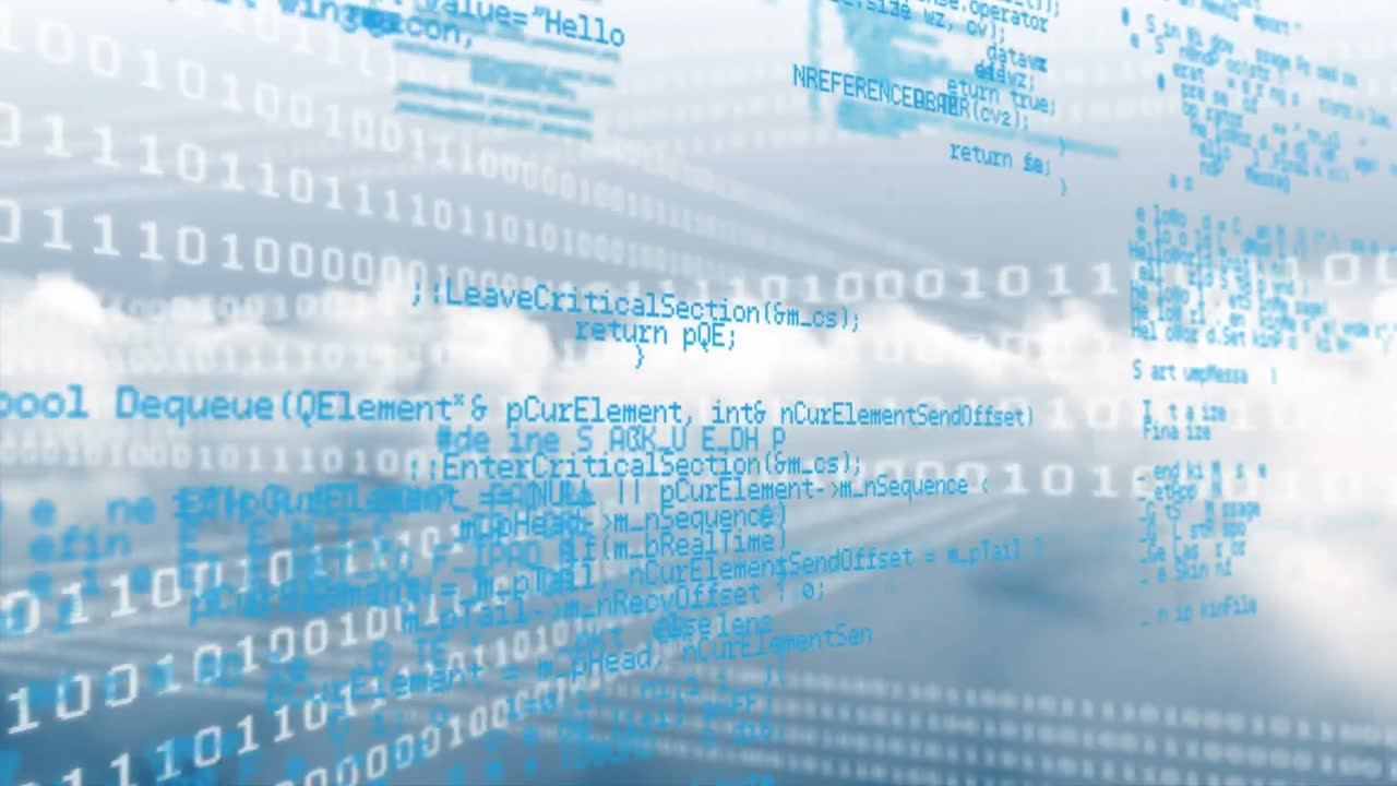 바이너리 코딩 컴퓨팅을 통한 데이터 처리 애니메이션