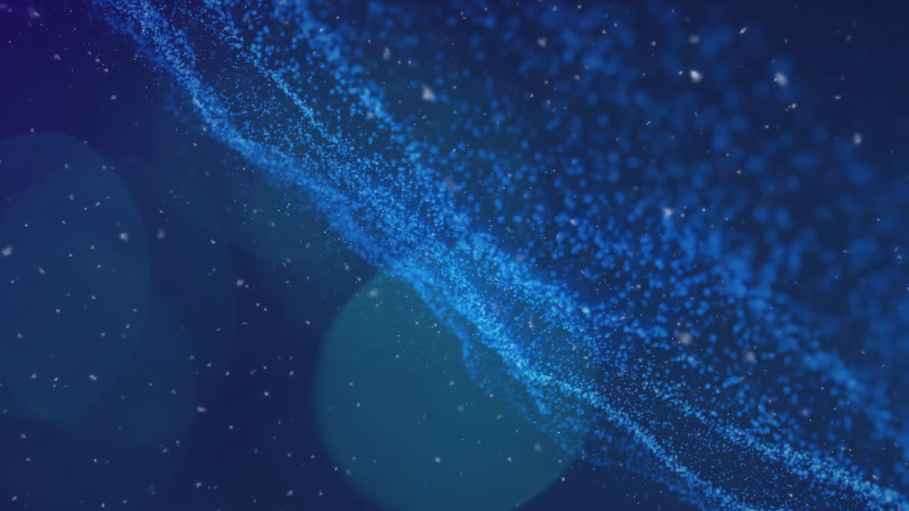 Animation of glowing blue light spots moving over dark background
