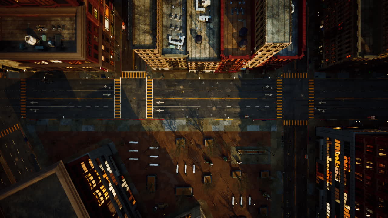 vista aérea del centro de manhattan al atardecer