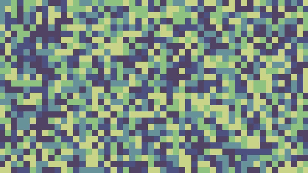 Abstract blinking geometric noise of flickering multicolored squares forming an animated loop surface with randomly changing mosaic lamps. Illustration.