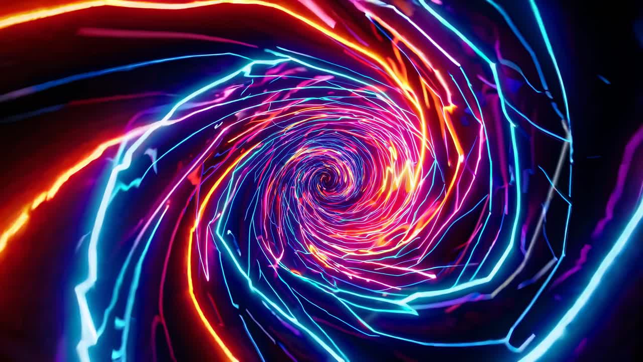 Abstract Neon Spiral Tunnel