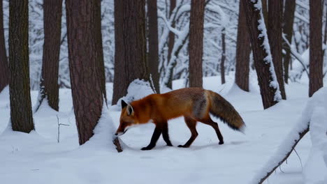 red fox in a snowy forest