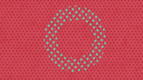 Animation-of-green-circle-over-red-dotted-background