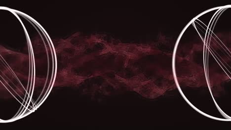 animación de escaneos y redes de cadenas de adn de conexiones en fondo negro