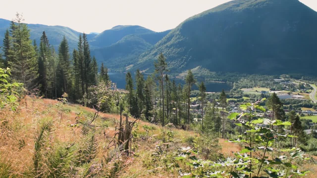 노르웨이의 작은 마을인 볼다와 바다를 바라보는 파노라마