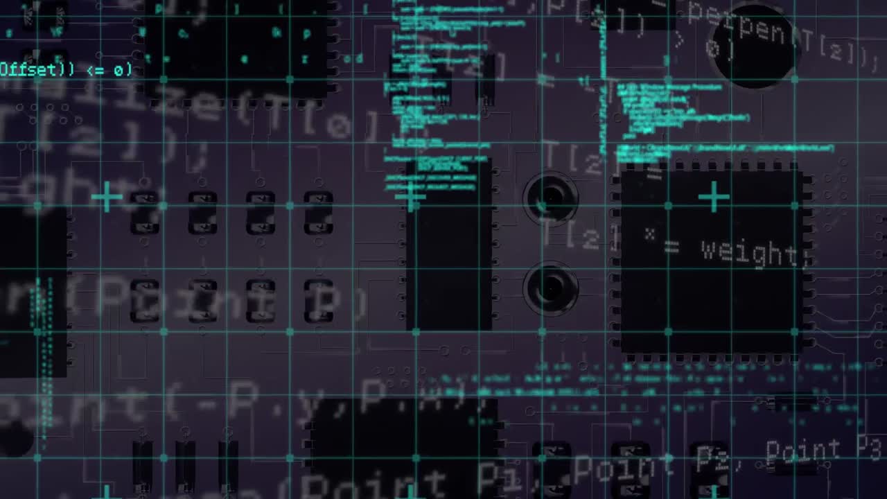 animación del procesamiento de datos a través de la red de red contra el cierre de una placa base