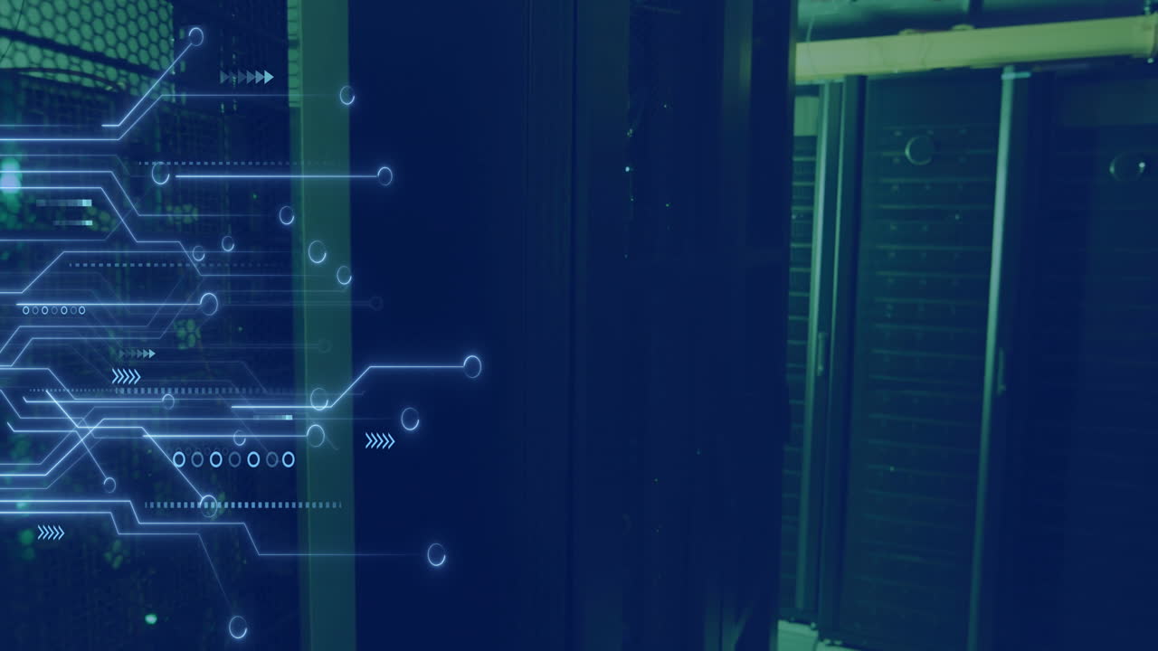 Animation of network of connections over server room
