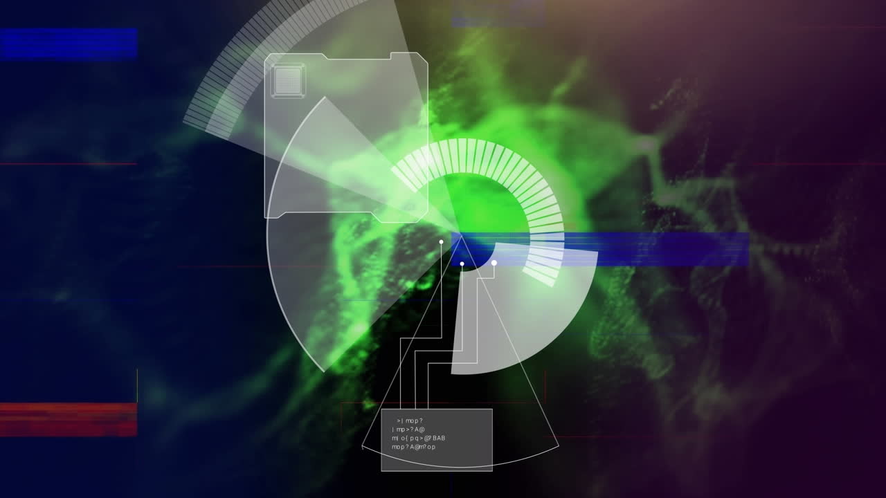 animación de una falla en el radar sobre el espacio negro con humo verde