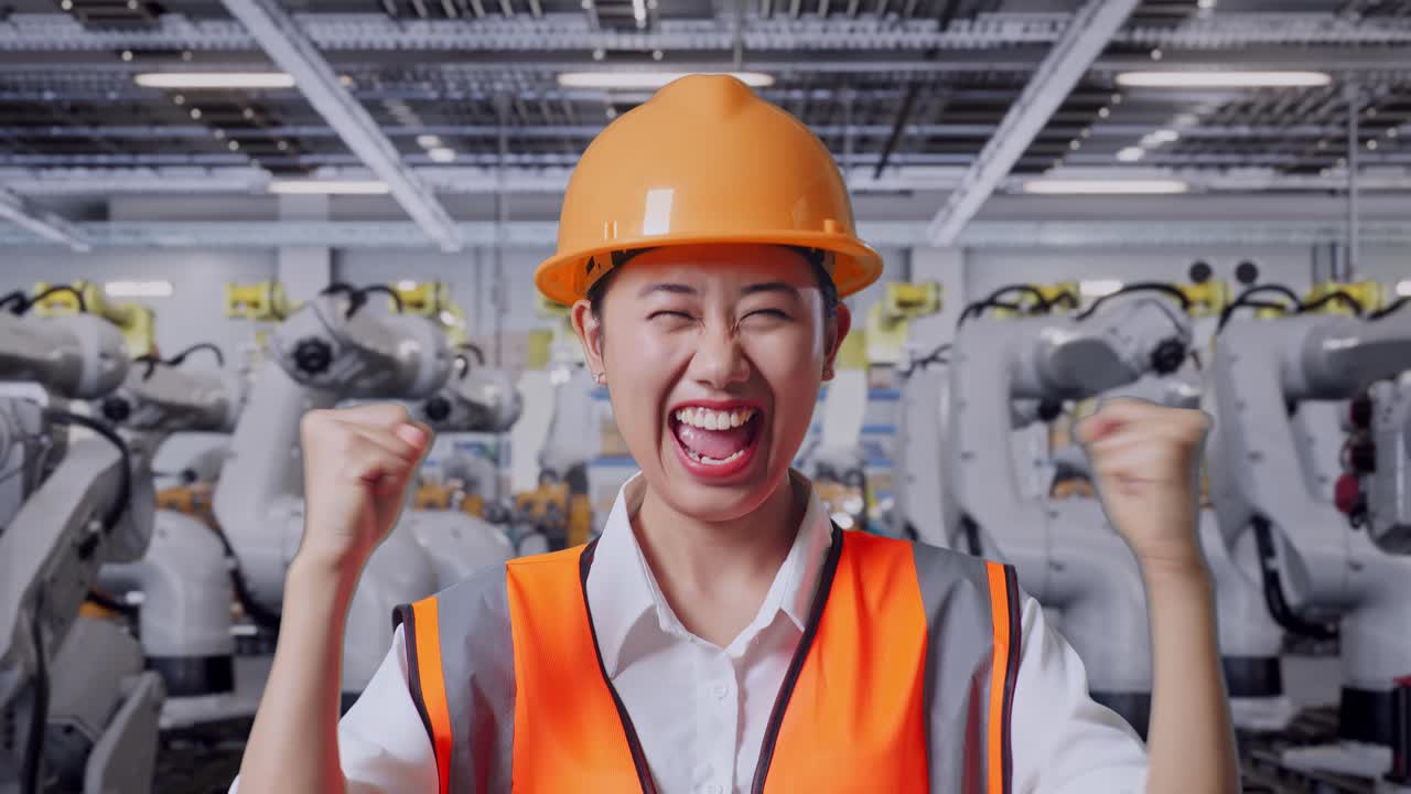 제조 시설에서 성공을 축하하는 엔지니어