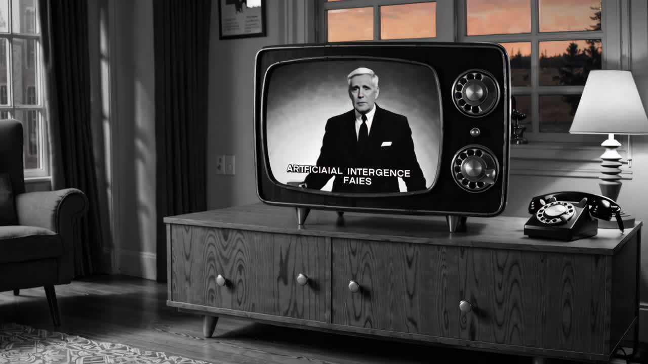 Retro Television in a 1950s Living Room