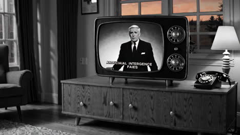 retro television in a 1950s living room