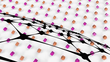 Animation-of-pattern-with-black-network-and-cubes-moving