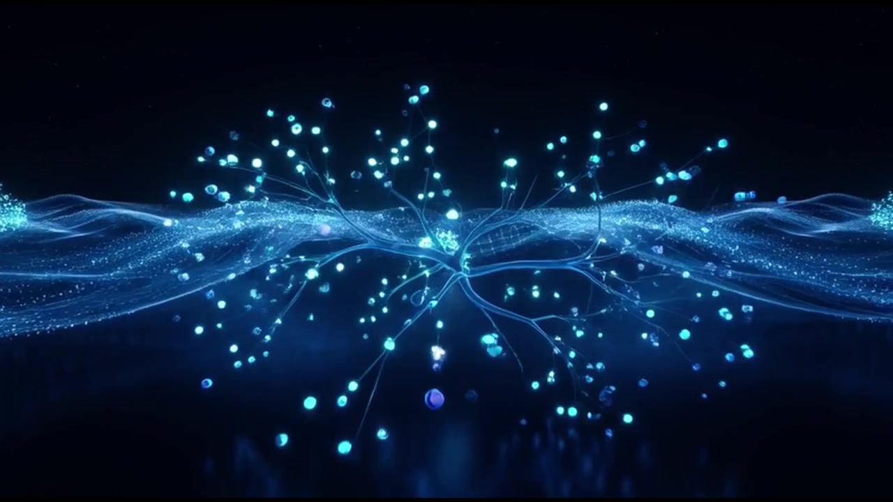 Abstract Digital Network Growth and Data Flow Animation