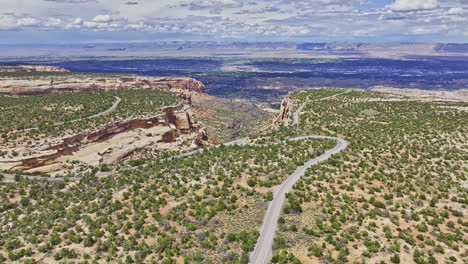 drone flyover of a canyon at colorado national monument in palisades, colorado