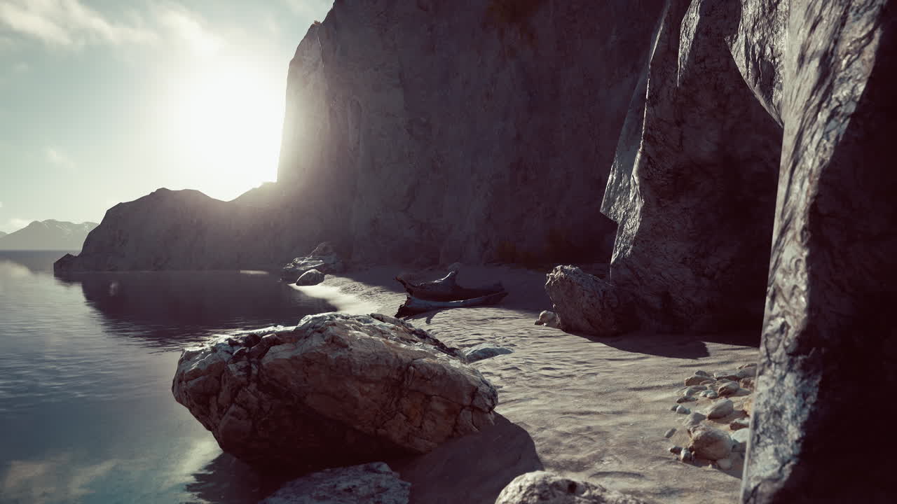 vista panorámica de un gran acantilado y mar de colores agradables