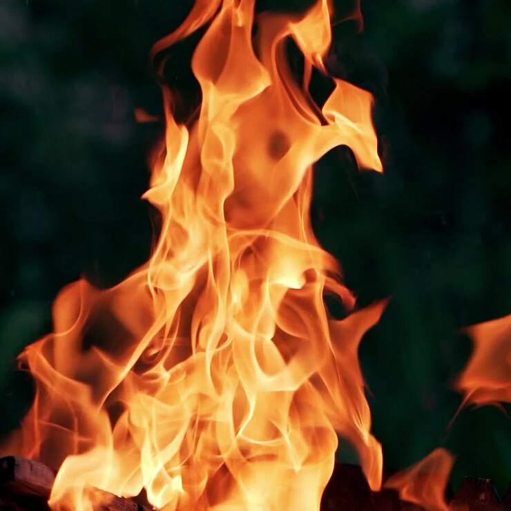 Primo piano di fuoco e fiamme