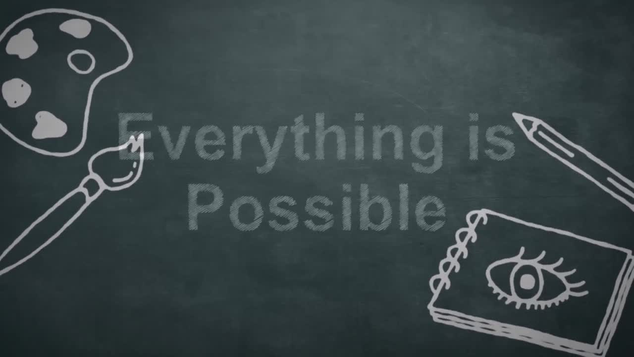 모든 것의 애니메이션은 학교 아이템 아이콘 위에 가능한 텍스트입니다.