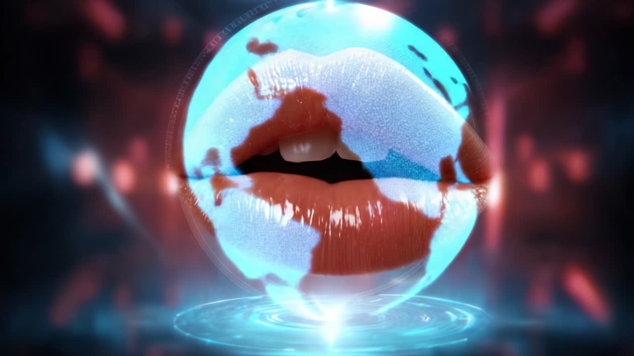 Captivating Lip Art Displayed in Dynamic Visual Effects, Showcasing Glossy Texture and Unique Colorful Backgrounds That Enhance the Allure of the Subject