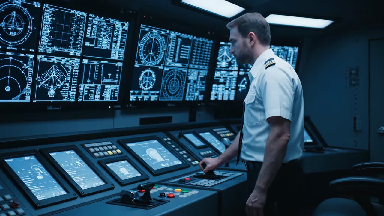 Ship Captain on Bridge