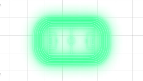 Animation of neon football game strategy against square lined paper white background