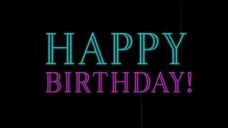 Animation-of-happy-birthday-text-over-glitch-on-black-background