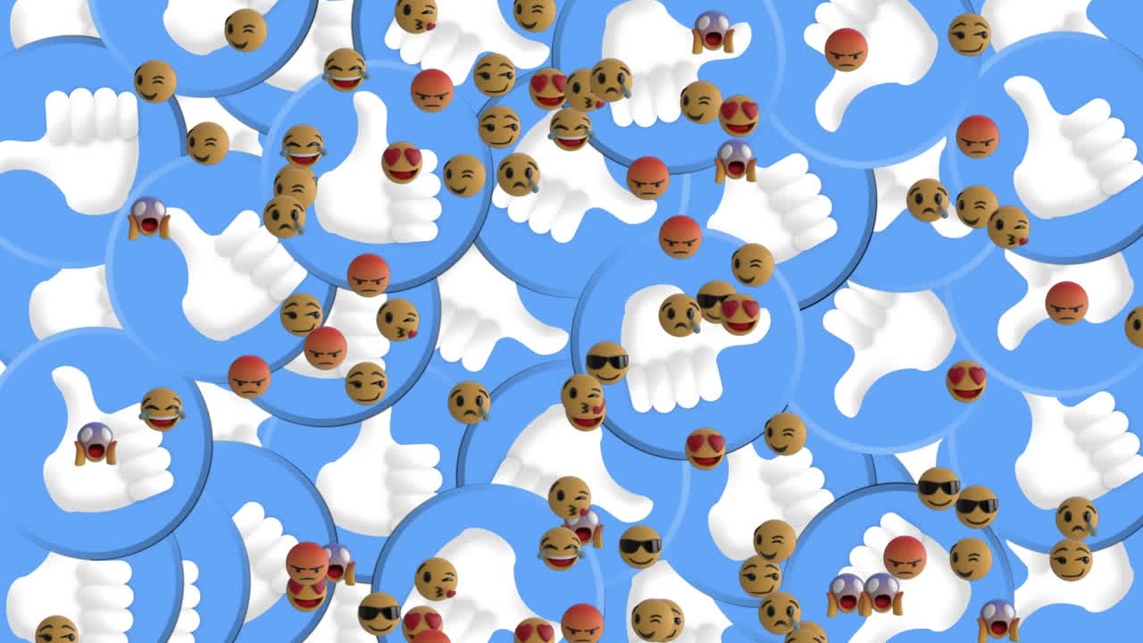 얼굴 이모티콘이 위로 움직이고 엄지손가락이 위로 움직입니다.