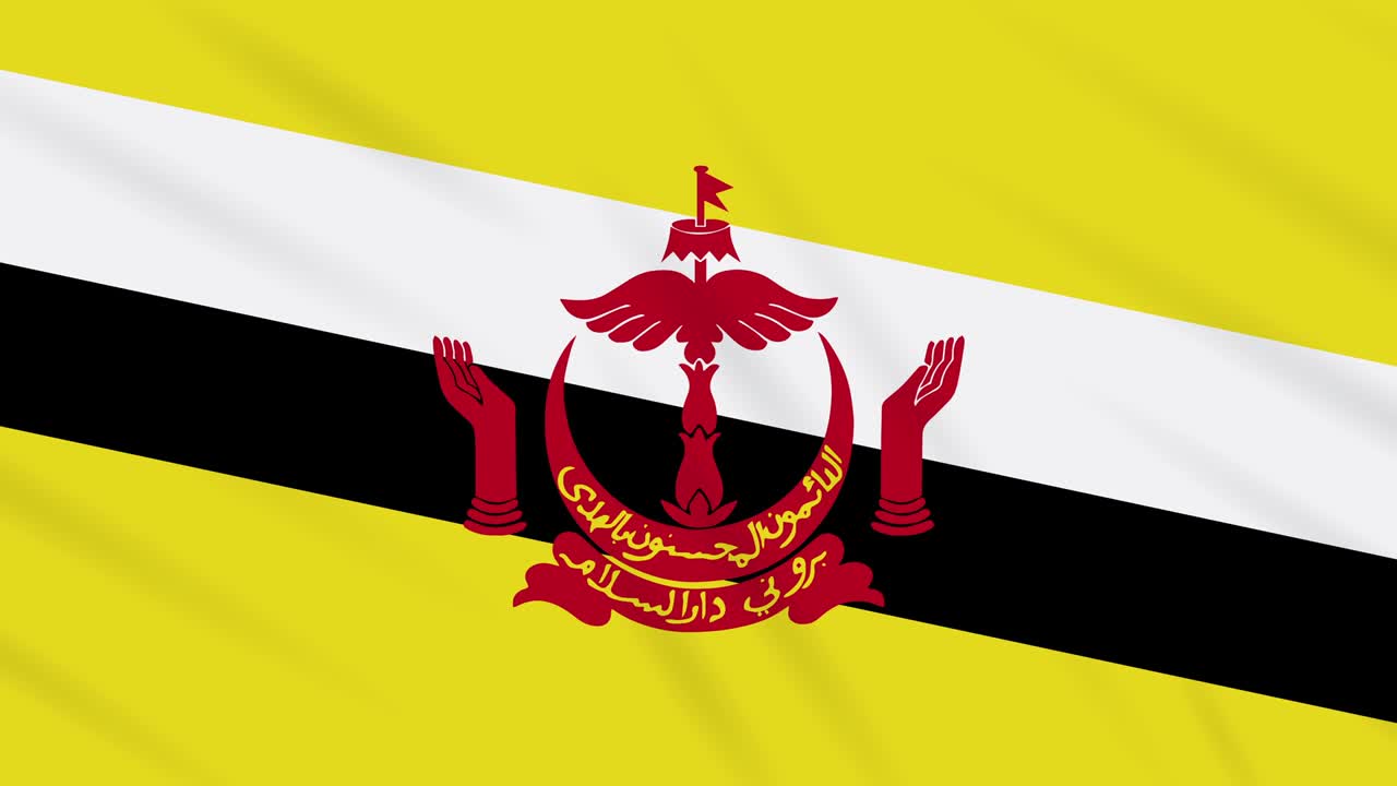 Cờ Brunei bay phấp phới trên nền vải, vòng lặp