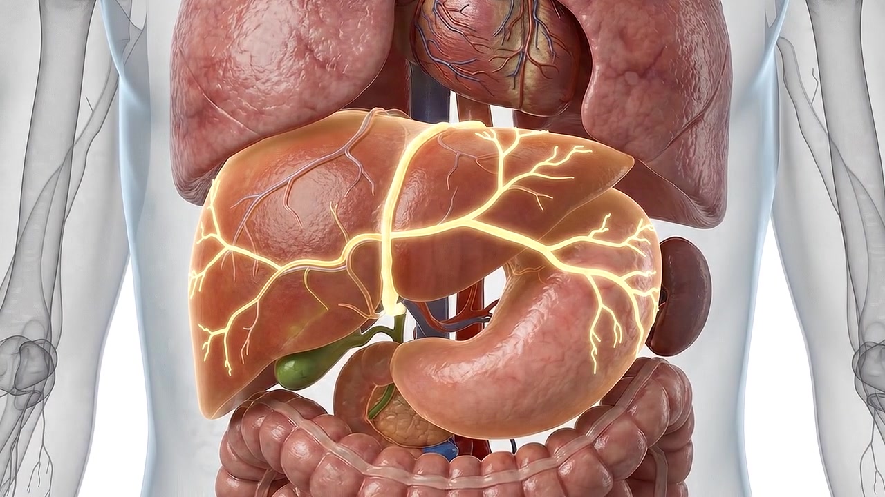 3D Medical Animation of Human Liver and Digestive System