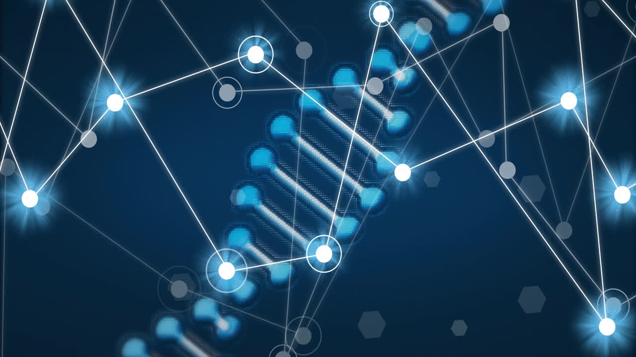 dna 스트랜드 및 연결 네트워크의 애니메이션