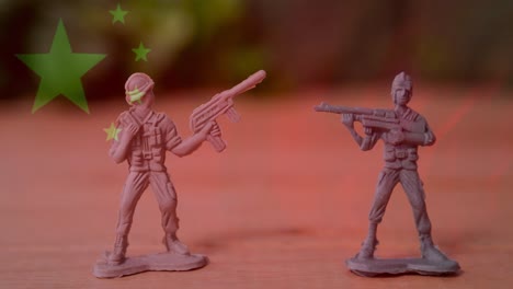 animation of flag of china over toy soldiers