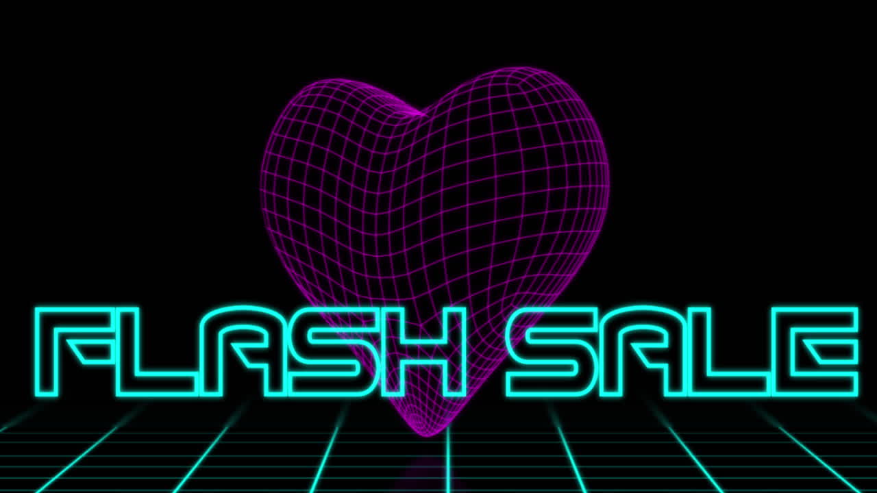 네온 플래시 판매 텍스트 레트로 심장