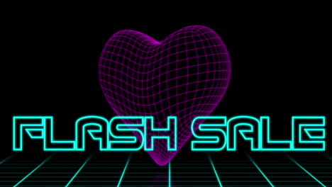 neon flash sale text against retro heart