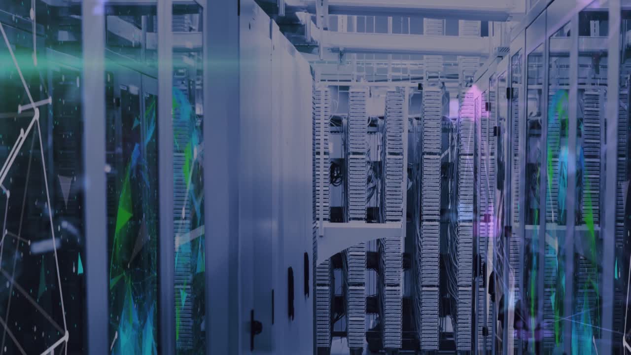 Animation of data processing over server room