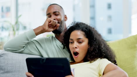 love, funny and black couple on couch