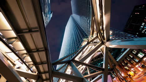 modern skyscrapers and urban architecture at night