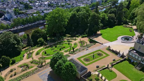 perrine garden along mayenne river, laval in france