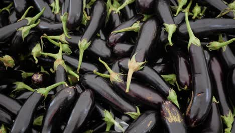 a pile of fresh eggplants