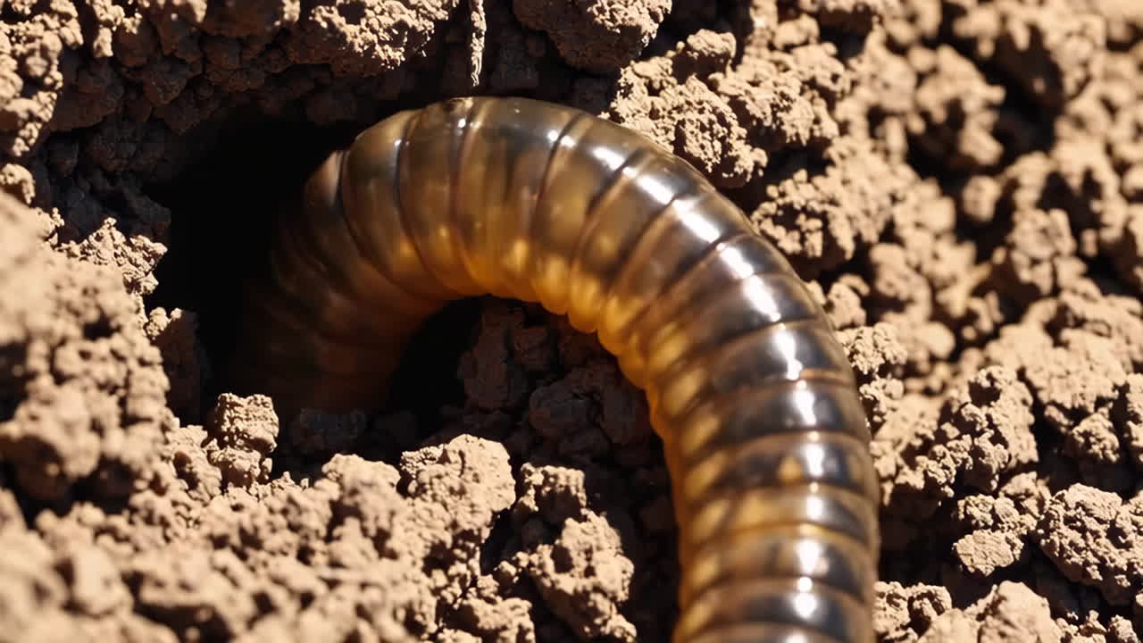 Earthworm Emerging from Soil