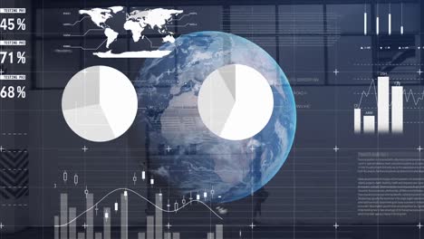 Animation-Der-Globus--Und-Statistikverarbeitung-Und-Des-Lagers