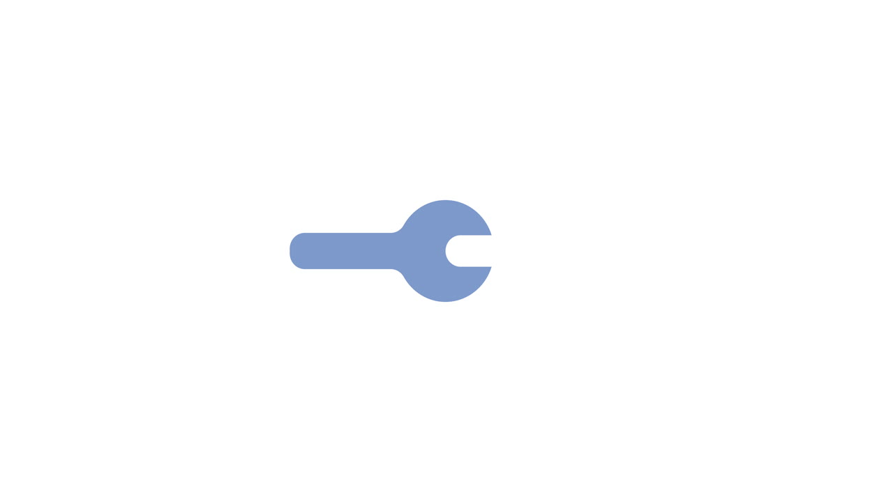 Animated Blue Wrench Icon Rotating on White Background