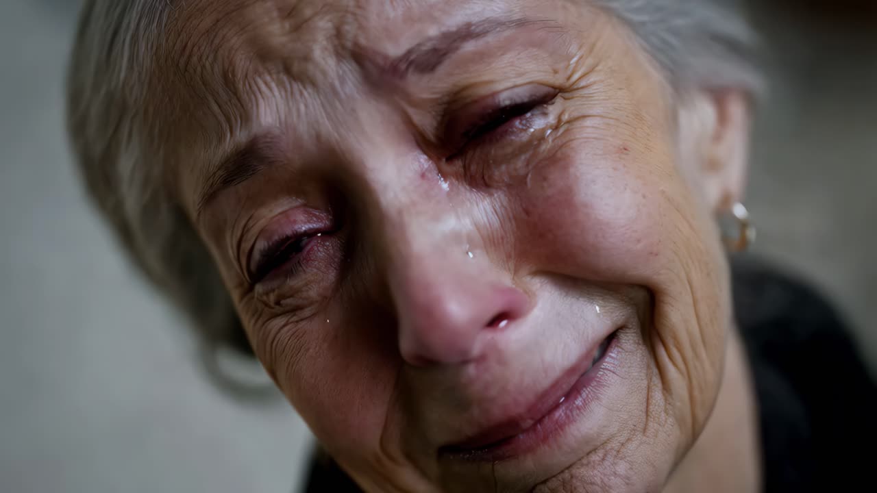 울고 있는 노인 여성