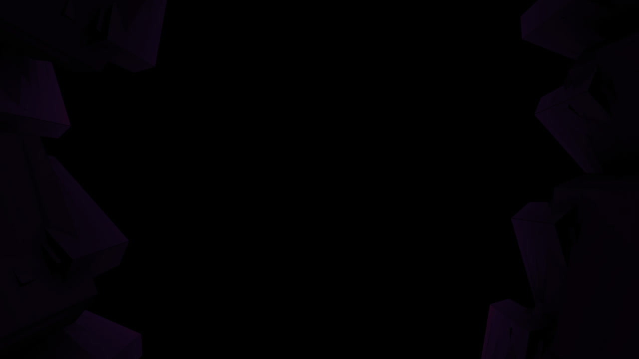 Animation of kaleidoscope of 3d green and red shapes rotating on black background