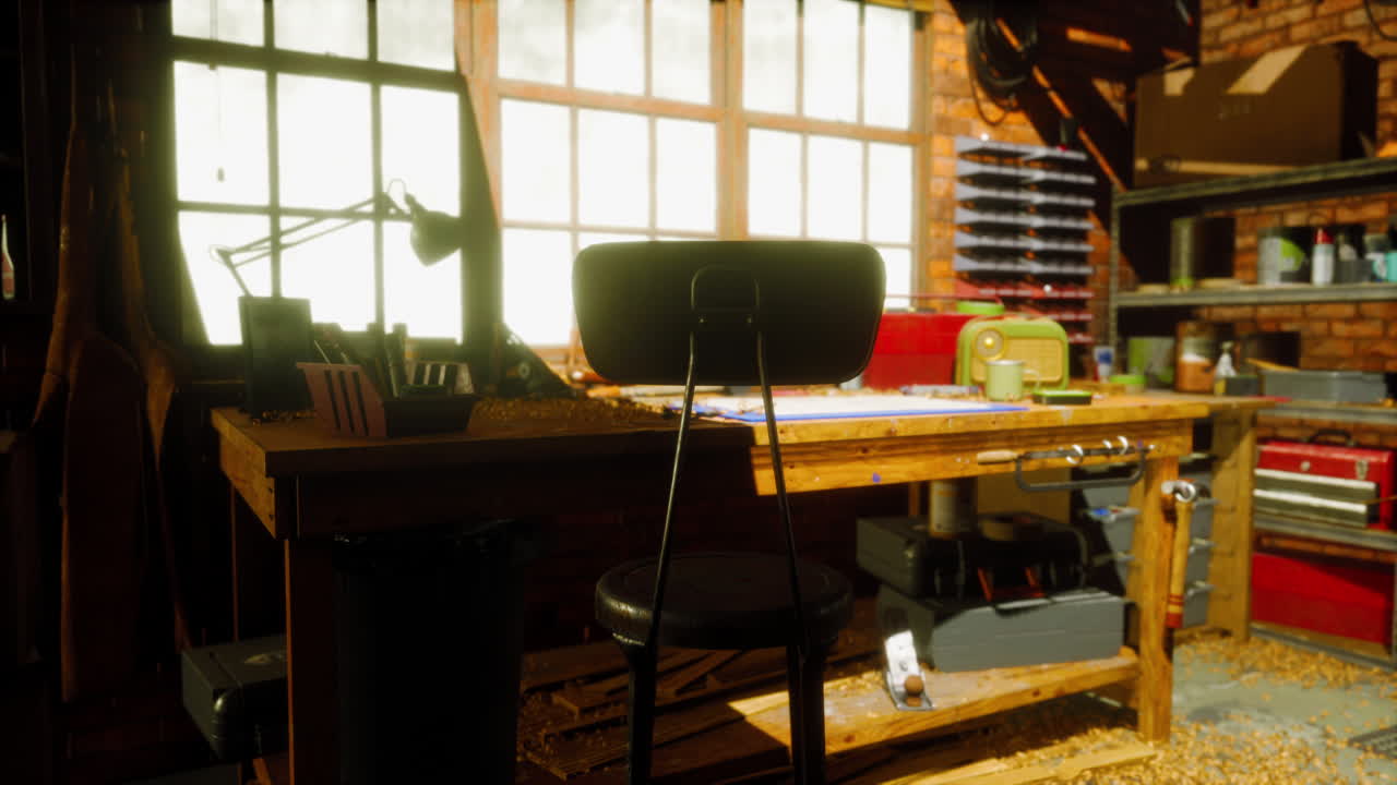 interior del antiguo taller de carpintería estilizado de época