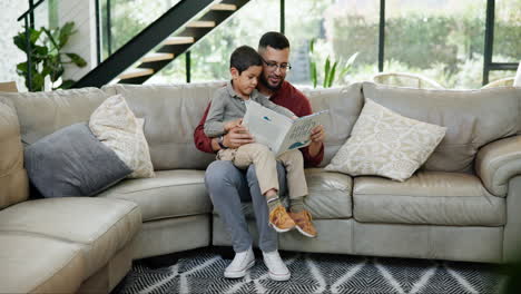 father and son reading together