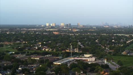 Aerial-view-homes-in-West-Houston,-Texas-city-landscape