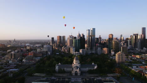 aerial view away from the royal exhibition building and the skyline of melbourne