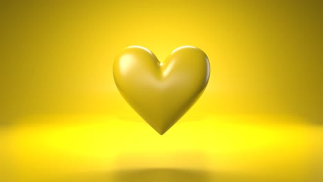 pulsing yellow heart shape object on yellow background.