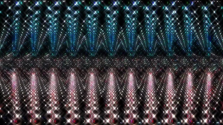 shining bright lines set wave motion, colorful, on black background